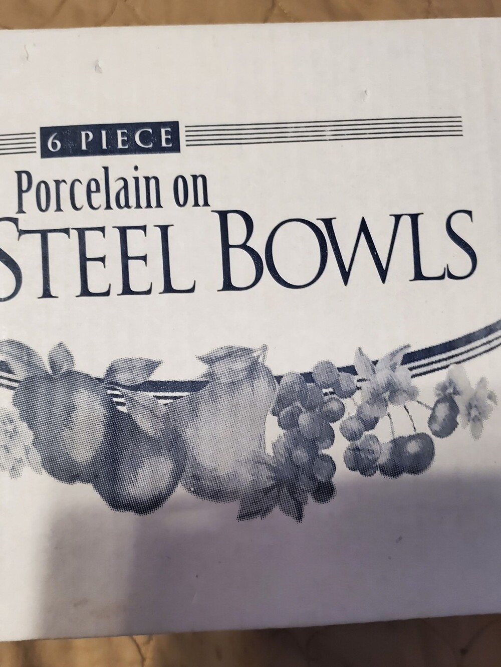 Vintage Retro 6-Piece Porcelain on Steel Nesting Bowl Set with Lids – Fruit